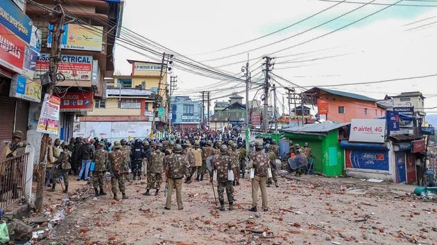 Authorities on Monday extended a curfew in Shillong as violence continued in tension-hit areas the previous night with mobs indulging in stone-pelting on security forces for the last four days. Meghalaya Home Minister James Sangma appealed for people to stay calm and said the government is doing everything to restore peace in the city. (PTI File) Authorities on Monday extended a curfew in Shillong as violence continued in tension-hit areas the previous night with mobs indulging in stone-pelting on security forces for the last four days. Meghalaya Home Minister James Sangma appealed for people to stay calm and said the government is doing everything to restore peace in the city. (PTI File)