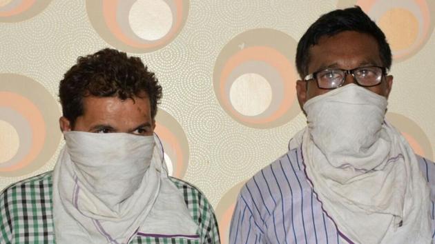 The two alleged Naxals arrested from Kicha on Sunday. (HT Photo) The two alleged Naxals arrested from Kicha on Sunday. (HT Photo)