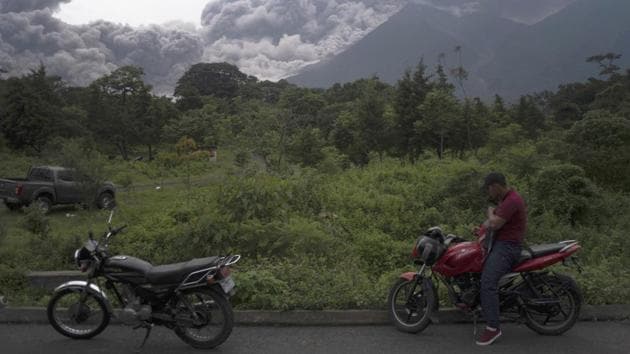 Guatemala’s Fuego volcano erupted Sunday, spewing deadly clouds of ash and pulverized rock. Fuego is one of 11 active volcanoes in the Central American country along the ‘Ring of Fire’. The death toll rose to 69 on Tuesday and is expected to go higher from a disaster that caught residents of remote mountain hamlets off guard with little or no time to flee to safety. (Santiago Billy / AP) Guatemala’s Fuego volcano erupted Sunday, spewing deadly clouds of ash and pulverized rock. Fuego is one of 11 active volcanoes in the Central American country along the ‘Ring of Fire’. The death toll rose to 69 on Tuesday and is expected to go higher from a disaster that caught residents of remote mountain hamlets off guard with little or no time to flee to safety. (Santiago Billy / AP)