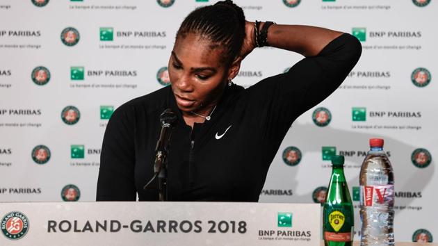 Serena Williams gives a press conference as she announces her withdrawal from the French Open through injury, at Rolland Garros tennis complex in Paris on June 4, 2018.(AFP)