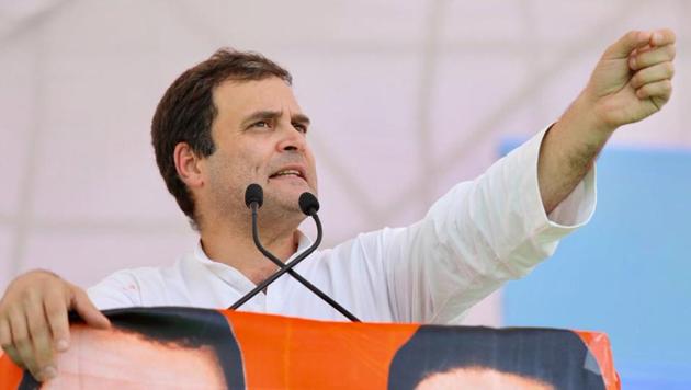 Congress president Rahul Gandhi addresses the Kisan Samriddhi Sankalp Rally in Mandsaur on Wednesday. (Congress/Twitter) Congress president Rahul Gandhi addresses the Kisan Samriddhi Sankalp Rally in Mandsaur on Wednesday. (Congress/Twitter)