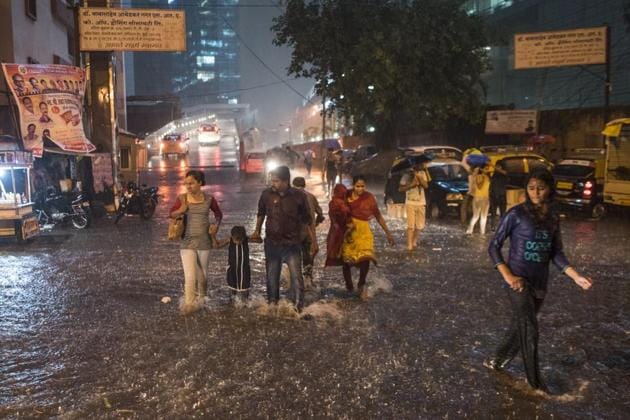 On Monday night, the city recorded 30 minutes and nearly 50 mm of rain, causing water-logging in many areas. (Pratik Chorge/HT Photo) On Monday night, the city recorded 30 minutes and nearly 50 mm of rain, causing water-logging in many areas. (Pratik Chorge/HT Photo)
