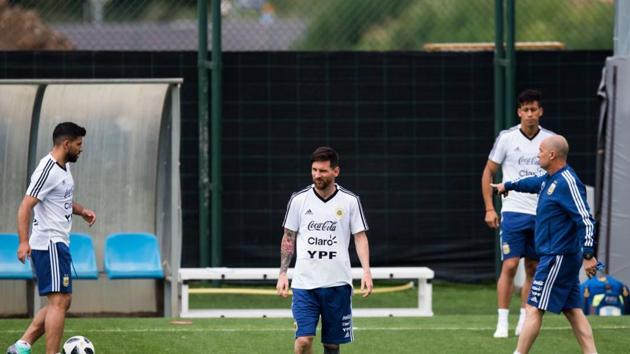 Lionel Messi of Argentina takes part in a training session as part of the team preparation for FIFA World Cup Russia 2018 at FC Barcelona sports centre. (Getty Images) Lionel Messi of Argentina takes part in a training session as part of the team preparation for FIFA World Cup Russia 2018 at FC Barcelona sports centre. (Getty Images)