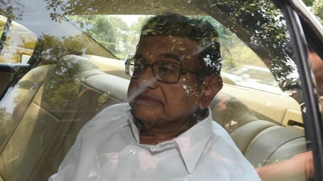 Former finance minister P Chidambaram arrives for questioning at the Enforcement Directorate office in New Delhi,  on June 5, 2018. (Sonu Mehta / HT Photo)