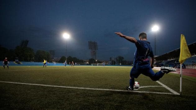 A player from FC Maxima takes a corner shot during their match. Come June 14, the FIFA World Cup is set to invade the hearts and minds of football fans all over the world once again. The quadrennial event is taking place in Russia this year and will run till July 15. A total of 64 fixtures will be played in the course of the tournament with hosts Russia opening proceedings. (Anton Vaganov / REUTERS) A player from FC Maxima takes a corner shot during their match. Come June 14, the FIFA World Cup is set to invade the hearts and minds of football fans all over the world once again. The quadrennial event is taking place in Russia this year and will run till July 15. A total of 64 fixtures will be played in the course of the tournament with hosts Russia opening proceedings. (Anton Vaganov / REUTERS)