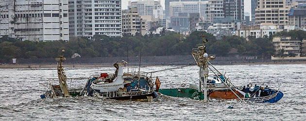 Arc Deck Bar, the floatel on ship Avior, capsized near Mahim bay on May 25.(PTI Photo)