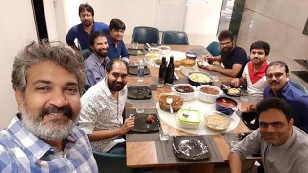 A host of Telugu director including SS Rajamouli and Siva Koratala came together for dinner.(Instagram/ssrajamouli)