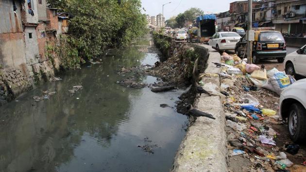 The Dharavi nullah in Dadar after a cleaning in May.(Praful Gangurde)