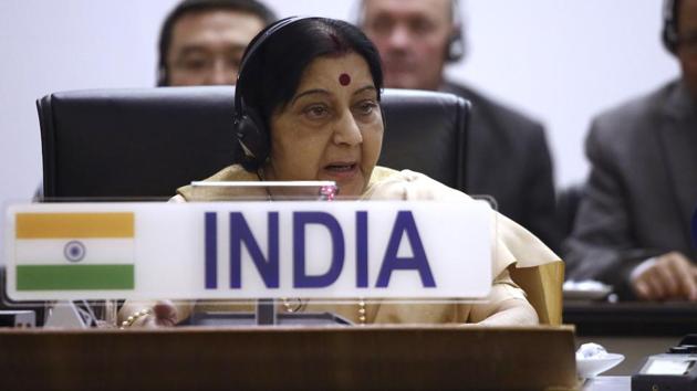 The world looks up to India and South Africa for providing leadership, external affairs minister Sushma Swaraj said as she recalled the role of iconic leaders Mahatma Gandhi and Nelson Mandela in giving hope to those facing injustice and discrimination. “The world is a better place because of us. The world has much to gain from us. The world looks up to us to provide leadership.” she asserted. (AFP File)