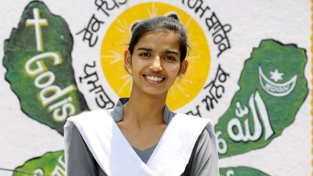 Simranjit Kaur looks forward to studying physics in a Canadian University.(Anil Dayal/HT Photo)