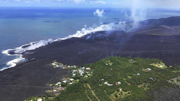 Remains of the Kapoho Beach Lots subdivision and a fissure flow front at the town of Kapoho on the island of Hawaii.(AP photo) Remains of the Kapoho Beach Lots subdivision and a fissure flow front at the town of Kapoho on the island of Hawaii.(AP photo)