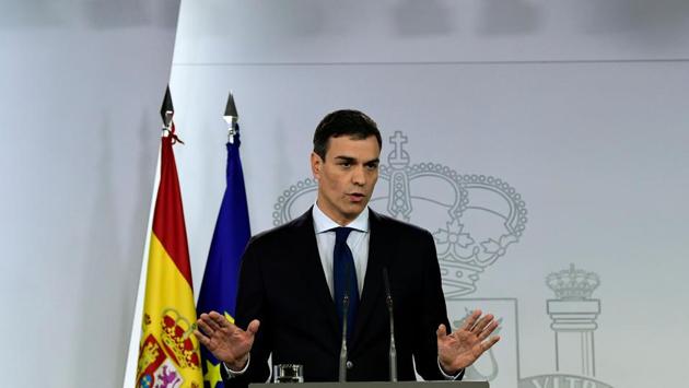 Prime Minister Pedro Sanchez announces his new cabinet at La Moncloa palace in Madrid on June 6. At almost 65%, Spain’s executive has the biggest proportion of women than any other country in Europe. Sanchez has also re-established the equality ministry, created in 2004 by the previous Socialist government of Jose Luis Rodriguez Zapatero, who was beaten in 2011. (Javier Soriano / AFP)
