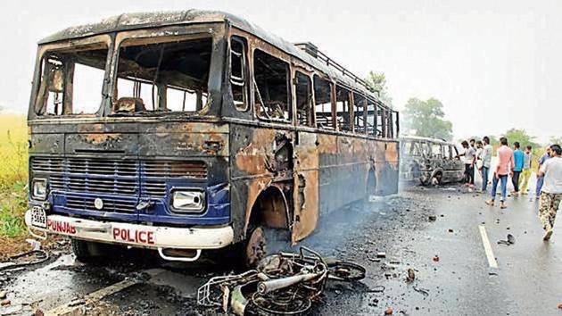 Violent protests were witnessed after the 2015 sacrilege incident at the Bargari village in Faridkot district.(HT File)