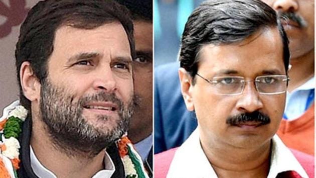 A combination photograph of Congress president Rahul Gandhi and AAP chief Arvind-Kejriwal. (HT File Photo) A combination photograph of Congress president Rahul Gandhi and AAP chief Arvind-Kejriwal. (HT File Photo)