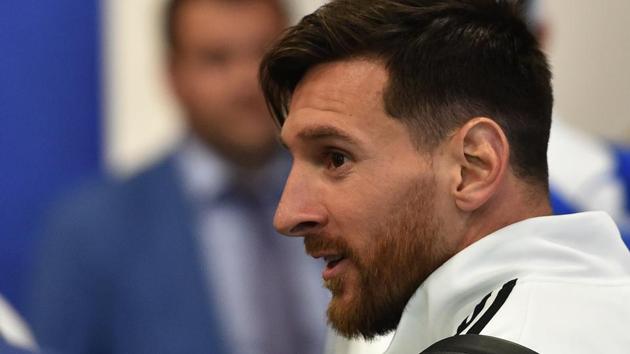 Argentina's forward Lionel Messi walks at the Zhukovsky airport, near Moscow, on June 9, 2018, as Argentina's national football team arrives ahead of the Russia 2018 World Cup.(AFP)