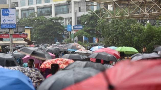 On Sunday, south Mumbai recorded 0.8mm rain while 0.5mm rain was recorded in the suburbs. (HT File) On Sunday, south Mumbai recorded 0.8mm rain while 0.5mm rain was recorded in the suburbs. (HT File)