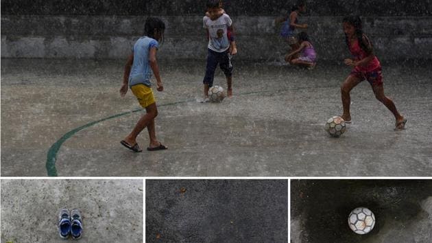 And its not just the pitch. Whether under the scorching sun or rain and snow. Even extreme weather conditions can’t keep these young football enthusiasts from the ball. In this photo children in Payatas, Quezon City, Metro Manila, Philippines play football on an asphalt pitch under pouring rain. (Dondi Tawatao / REUTERS)