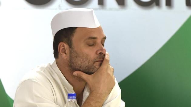 Congress president Rahul Gandhi during a meeting with Seva Dal workers at the party office in New Delhi on Monday. (Arvind Yadav/HT Photo) Congress president Rahul Gandhi during a meeting with Seva Dal workers at the party office in New Delhi on Monday. (Arvind Yadav/HT Photo)