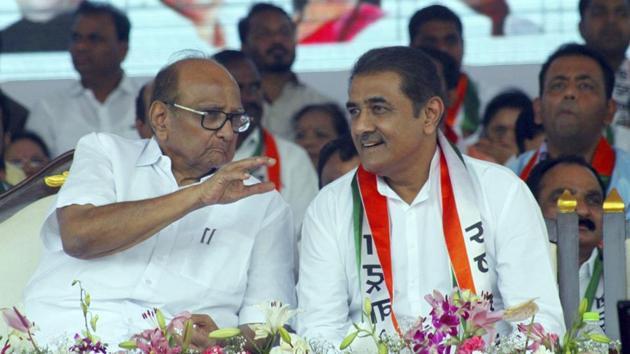 Nationalist Sharad Pawar(left) along with party leader Praful Patel at the party’s at a rally to mark the party’s 19th anniversary in Pune on Sunday. (HT PHOTO) Nationalist Sharad Pawar(left) along with party leader Praful Patel at the party’s at a rally to mark the party’s 19th anniversary in Pune on Sunday. (HT PHOTO)