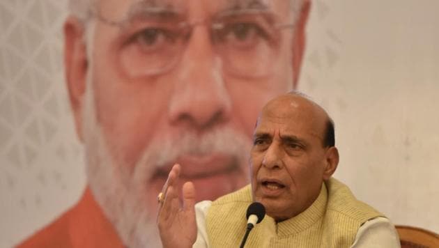 Rajnath Singh addresses a press conference. The home minister reviewed PM Narendra Modi’s security after Pune police said there was a Maoist plot to assassinate the Prime Minister. (Mujeeb Faruqui/HT File Photo) Rajnath Singh addresses a press conference. The home minister reviewed PM Narendra Modi’s security after Pune police said there was a Maoist plot to assassinate the Prime Minister. (Mujeeb Faruqui/HT File Photo)