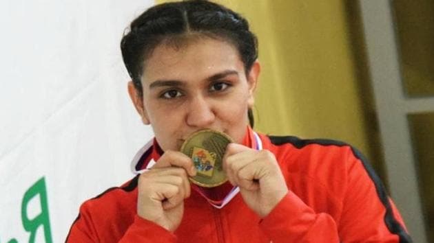 Saweety Boora won the gold medal in the middleweight (75kg) category at Russian boxing tournament in Kaspiysk.(Twitter)