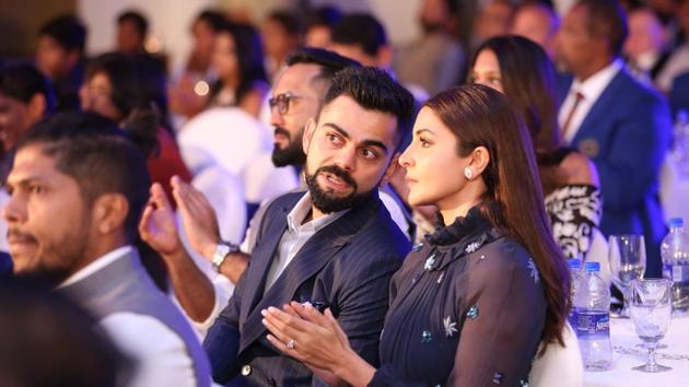 Virat Kohli and Anushka Sharma during the 6th M.A.K. Pataudi Memorial Lecture and BCCI Awards evening. (BCCI)