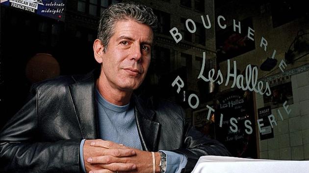 This December 19, 2001 file photo shows Anthony Bourdain, the owner and chef of Les Halles restaurant, sitting at one of the tables in New York. (AP) This December 19, 2001 file photo shows Anthony Bourdain, the owner and chef of Les Halles restaurant, sitting at one of the tables in New York. (AP)