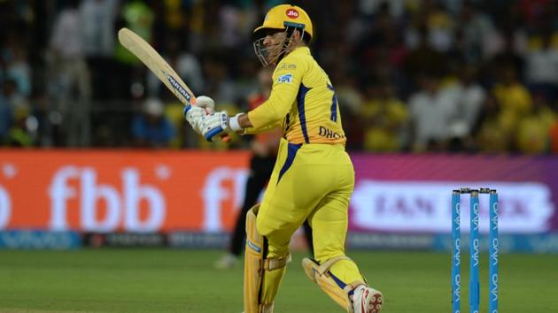 In this file photo, Chennai Super Kings cricket captain M.S Dhoni plays a shot during the 2018 Indian Premier League (IPL) match between Chennai Super Kings and Sunrisers Hyderabad at the Maharashtra Cricket Association Stadium in Pune on May 13, 2018.(AFP)