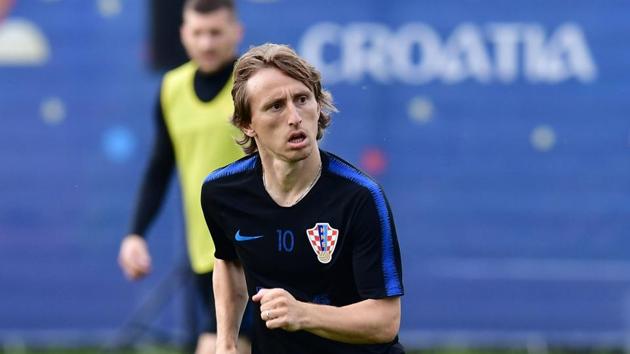 Croatia's midfielder Luka Modric takes part in a training session of the Croatia national football team at the Roshchino Arena near Saint Petersburg on June 11, 2018, ahead of the FIFA World Cup 2018.(AFP)