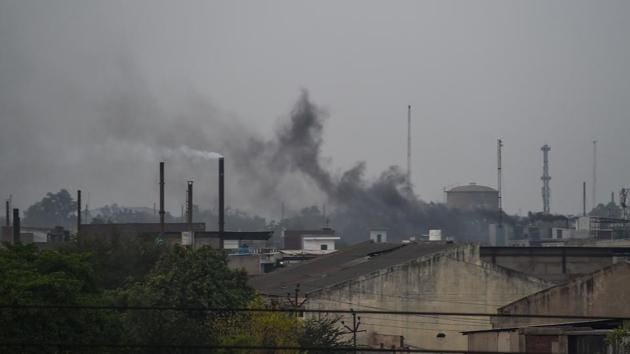 In this photograph taken on May 31, 2018, smoke rises from chimneys in an industrial area in Kanpur.(AFP File Photo)