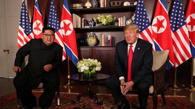 “Nice to meet you Mister President,” Kim said as he sat alongside Trump, against a backdrop of North Korean and US flags, beaming broadly as the US president gave him a thumbs up. Trump said he was sure they would have a “terrific relationship.” (Jonathan Ernst / REUTERS)