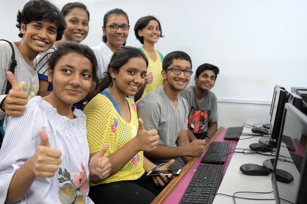 Students celebrate after checking their SSC results on June 8. (HT PHOTO) Students celebrate after checking their SSC results on June 8. (HT PHOTO)