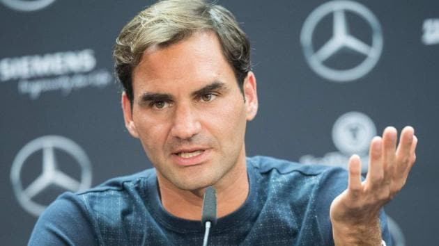 Roger Federer attends a press conference in Stuttgart prior the ATP Cup tennis tournament.(AFP)