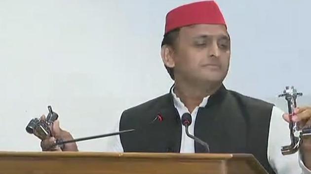 Akhilesh said the Bharatiya Janata Party, which is in power in UP, is rattled after repeated defeats in recent by-elections.(ANI/Twitter)