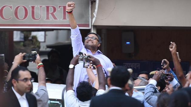 The Enforcement Directorate (ED) on Wednesday filed before a Delhi court a chargesheet against businessman Karti Chidambaram in the Aircel-Maxis case. ED, which fights financial crimes in India, is probing the circumstances involved in the approval given to the Malaysia-based Maxis group for investment in Indian telecom company, Aircel, in 2006. (Sanchit Khanna / HT File)