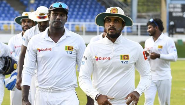 Angelo Mathews (L) will miss the second Test vs West Indies, as will Lahiru Gamage (not pictured).(AFP)