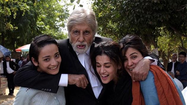 Amitabh Bachchan with his Pink co-stars Taapsee Pannu, Kirti Kulhari and Andrea Tariang. Amitabh Bachchan with his Pink co-stars Taapsee Pannu, Kirti Kulhari and Andrea Tariang.