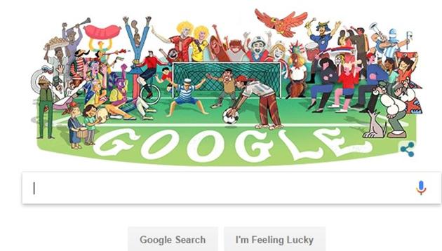 Google has displayed a doodle showcasing the spirit of diversity and inclusiveness that has been the hallmark of the football fiesta since its inception 88 years ago(HT Photo)