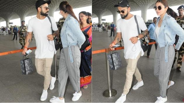 Anushka Sharma and Virat Kohli spotted at the Mumbai airport. (Viral Bhayani) Anushka Sharma and Virat Kohli spotted at the Mumbai airport. (Viral Bhayani)