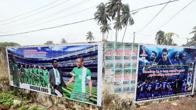 World Cup cakes, ice creams, halwa and special haircuts are just the beginning of football themed products doing the rounds. And while some teams may not face each other on the ground in Russia, they’re certainly competing for space here in Kerala. (K Sasi / HT Photo) World Cup cakes, ice creams, halwa and special haircuts are just the beginning of football themed products doing the rounds. And while some teams may not face each other on the ground in Russia, they’re certainly competing for space here in Kerala. (K Sasi / HT Photo)