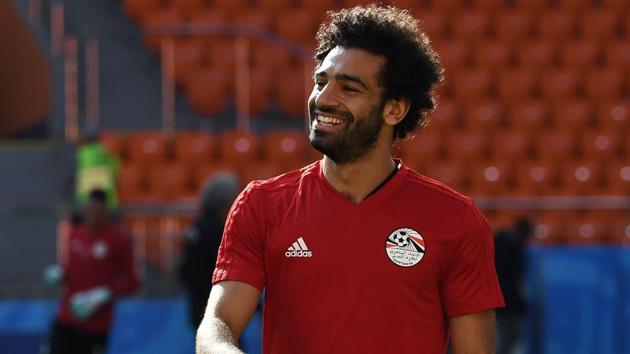 Egypt's forward Mohamed Salah takes part in a training session at Ekaterinburg Stadium in Ekaterinburg ahead the team's Russia 2018 World Cup Group A opening football match against Uruguay.(AFP)