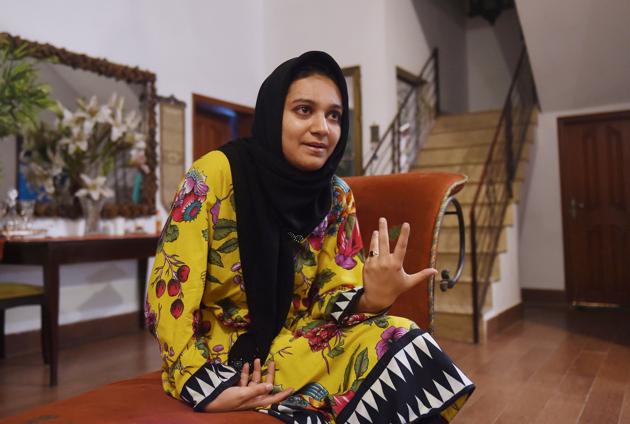 Khadeeja Siddiqui, 23, a Pakistani law student who was stabbed 23 times by a classmate after she had rejected him romantically, speaks during an interview with AFP in Lahore. Siddiqui survived the attack in broad daylight outside her sister's school in Lahore.(AFP)