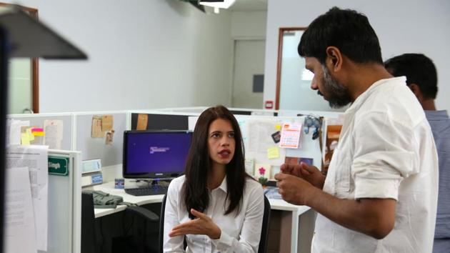 Director Siddharth Sinha discussing a shot with actor Kalki Koechlin during the filming of The Job (HTPHOTO) Director Siddharth Sinha discussing a shot with actor Kalki Koechlin during the filming of The Job (HTPHOTO)