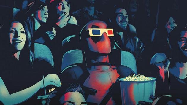 Deadpool watches a movie in a special poster for Deadpool 2.