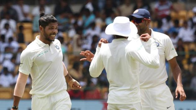 Umesh Yadav removed Rahmat Shah to complete 100 Test wickets.  (BCCI ) 