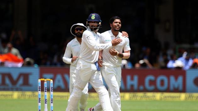 Umesh got the better of Shahzad, Ahmadi and Nabi, while Ishant (not in pic) removed Rahmat. (BCCI ) Umesh got the better of Shahzad, Ahmadi and Nabi, while Ishant (not in pic) removed Rahmat. (BCCI )
