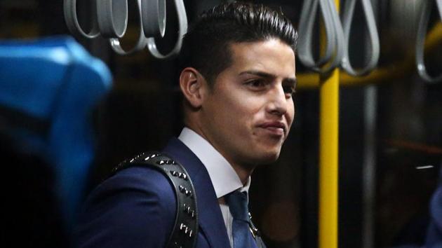 Colombian footballer James Rodriguez inside an airport shuttle upon arrival at Kazan airport, on June 12, 2018 ahead of the FIFA World Cup 2018.(AFP)
