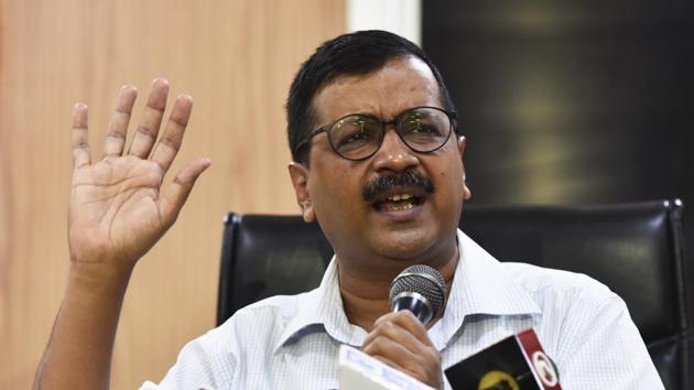 Delhi chief minister Arvind Kejriwal has been carrying out a sit-in protest at L-G Anil Baijal’s office since Monday demanding the Centre’s intervention in an alleged IAS officer’s strike.(Mohd Zakir/HT Photo)