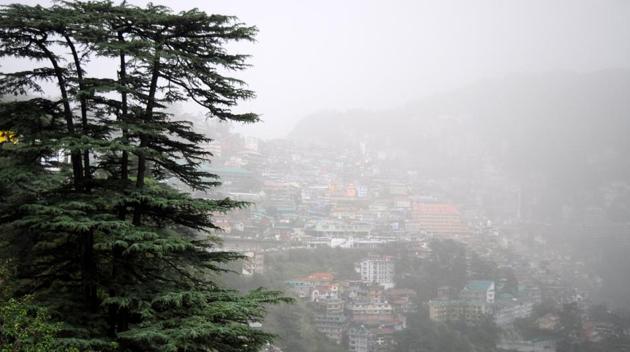 The sky became even more hazy in Shimla and surrounding areas on Friday. (HT Photo) The sky became even more hazy in Shimla and surrounding areas on Friday. (HT Photo)