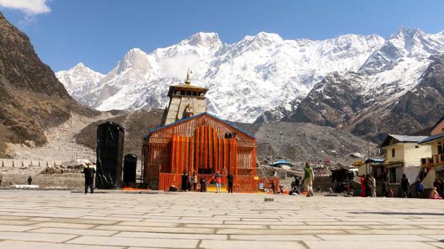 At least seven major reconstruction and beautification works are currently in progress in Kedarnath.(HT PHOTO)